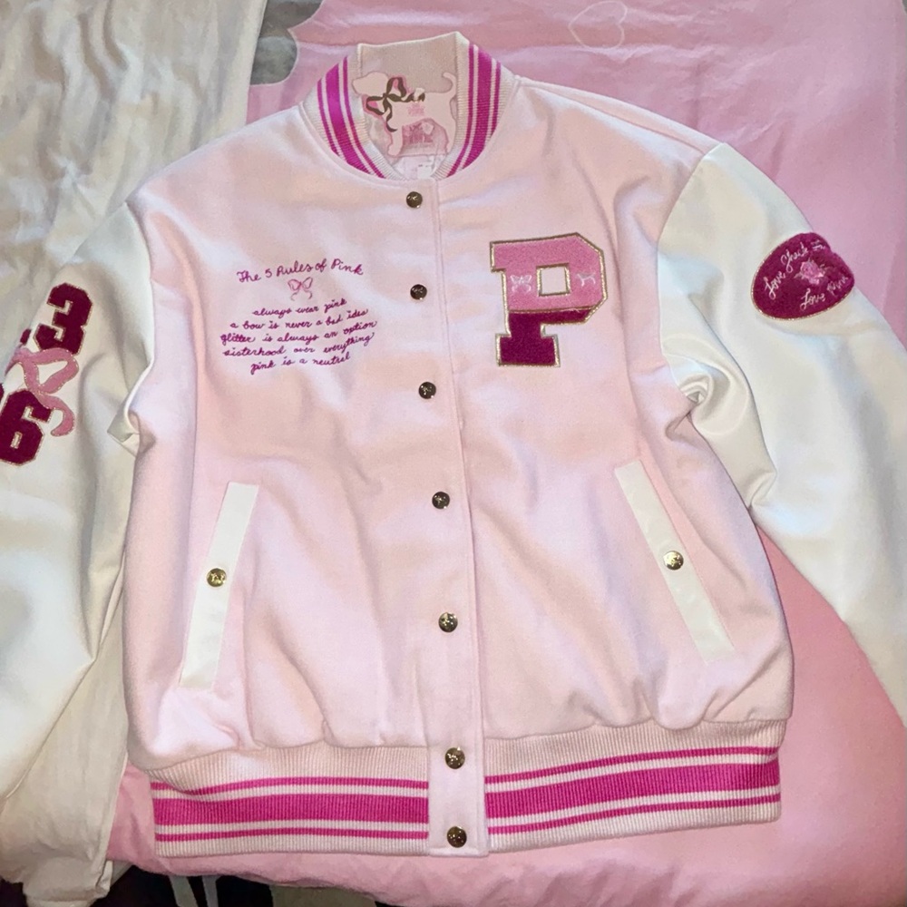 Pink and White Varsity Jacket